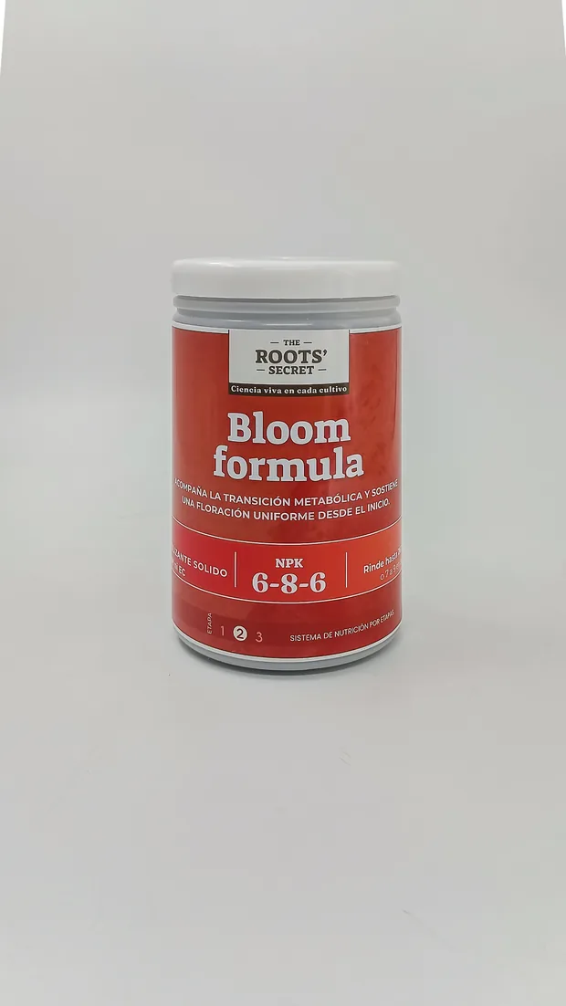 Envase Bloom formula 6-8-6 de The Roots' Secret