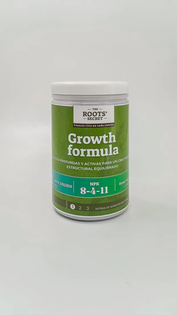 Envase Growth formula 8-4-11 de The Roots' Secret